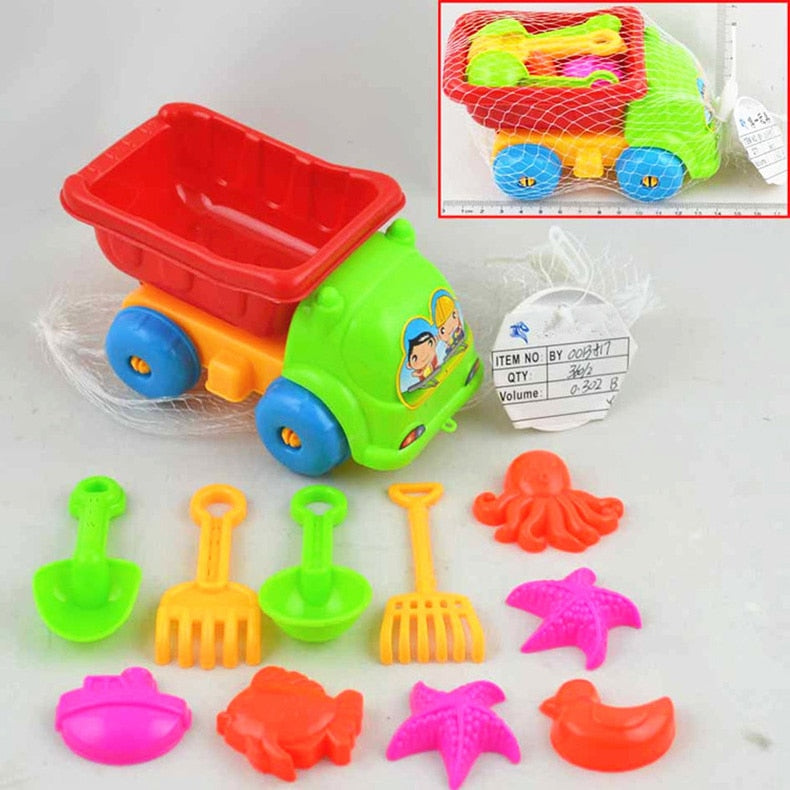 15cm 11 Pieces Set Small Beach Toys Summer Play Children Dredging Shovel Sand Mold Kid Baby Outdoor Games Play House Toy Car G38